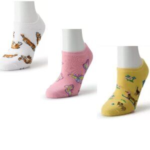 3 PAIR WOMENS NO SHOW WHIMSICAL NOVELTY SOCKS
